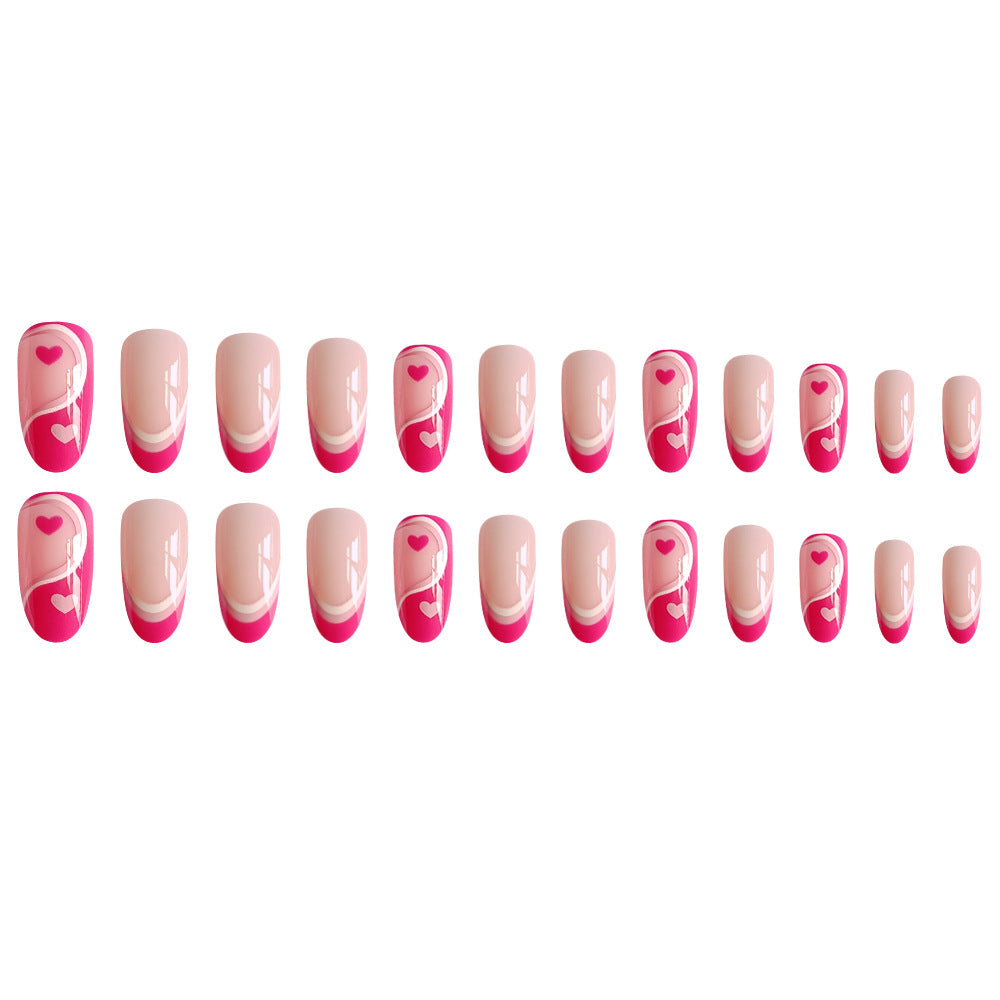 Wholesale French Pink White Color Matching Love Heart Nail Stickers